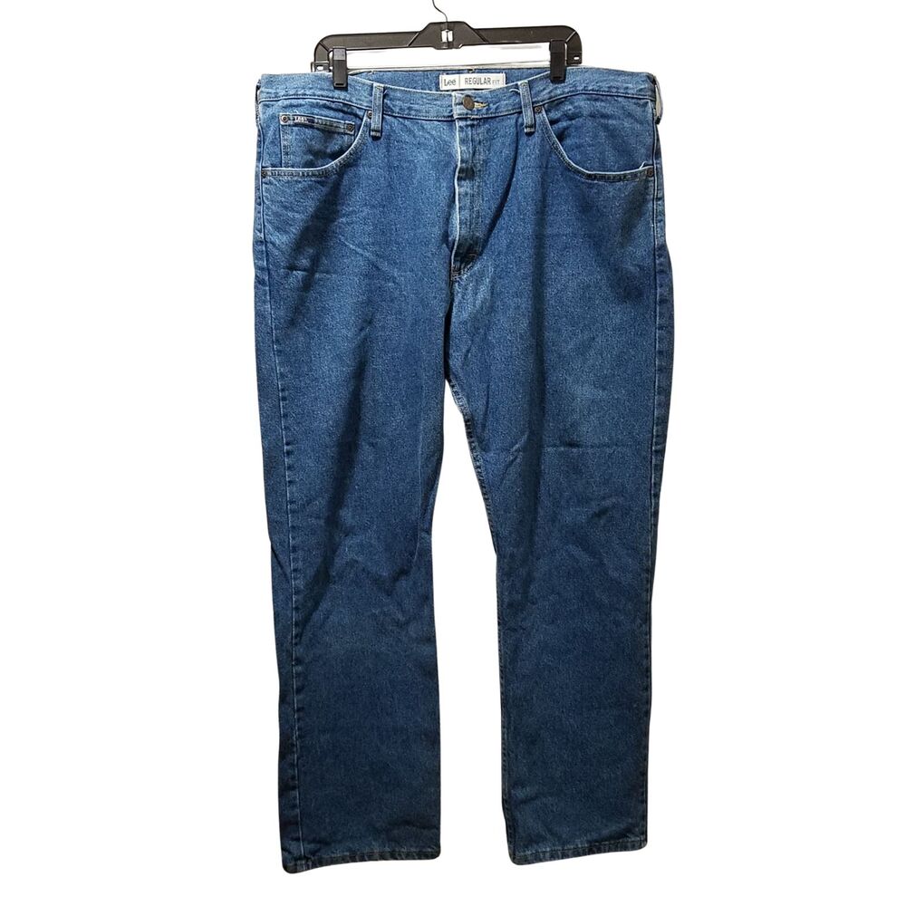 Lee Men’s Regular Fit Straight Leg Blue Denim Jeans Size 42x32